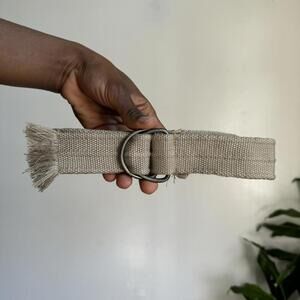Unisex Khaki Woven D Ring‎ Skater belt
